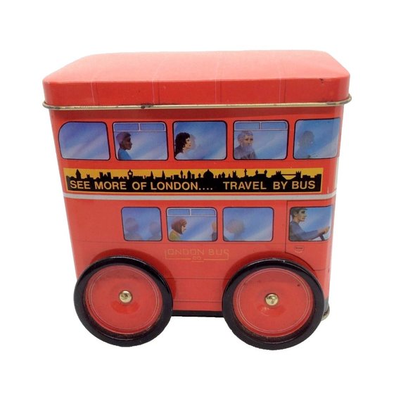Double Decker London Bus Collectible Tin - Rotating Wheels - Picture 3 of 8